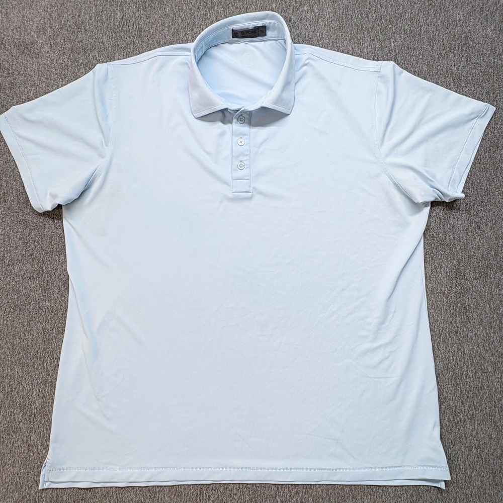 G/FORE Mens Performance Golf Polo Shirt Light Blue XL Short Sleeve Logo Preppy - Picture 6 of 10